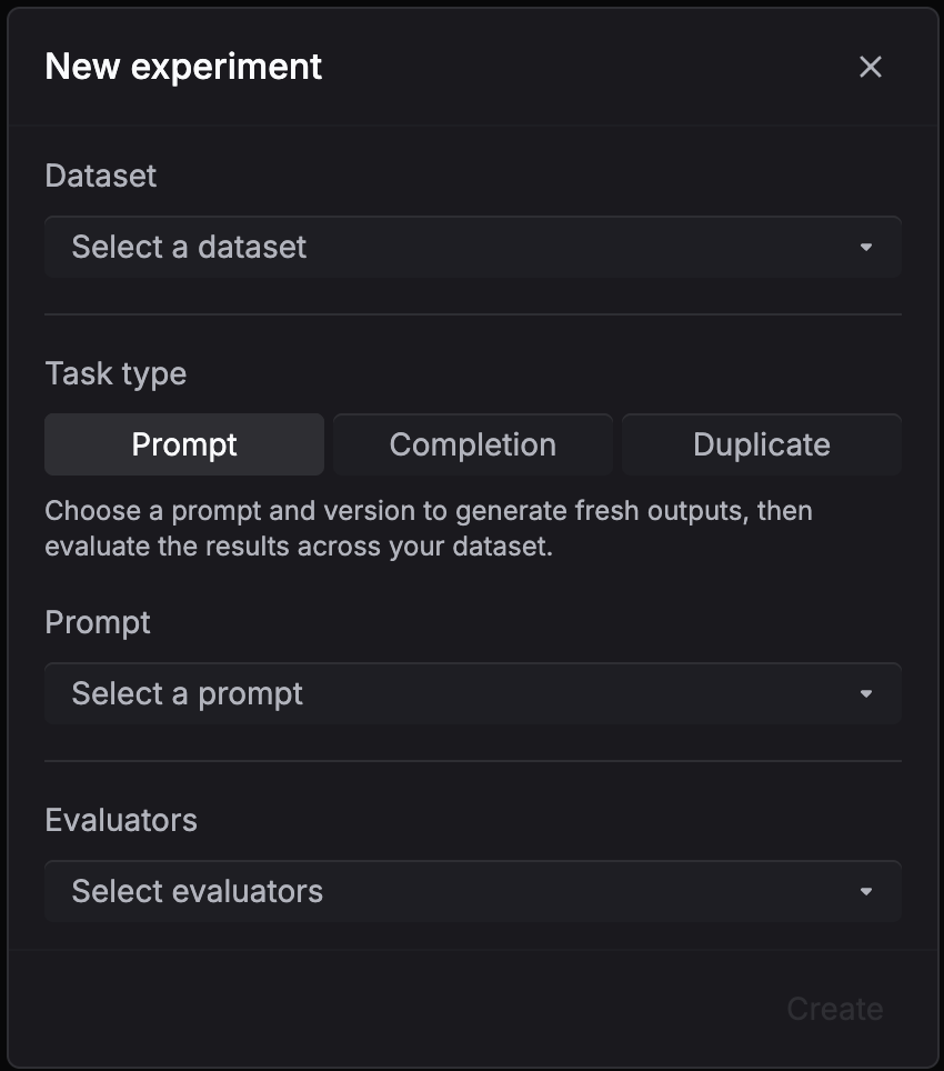 Prompt experiment setup
