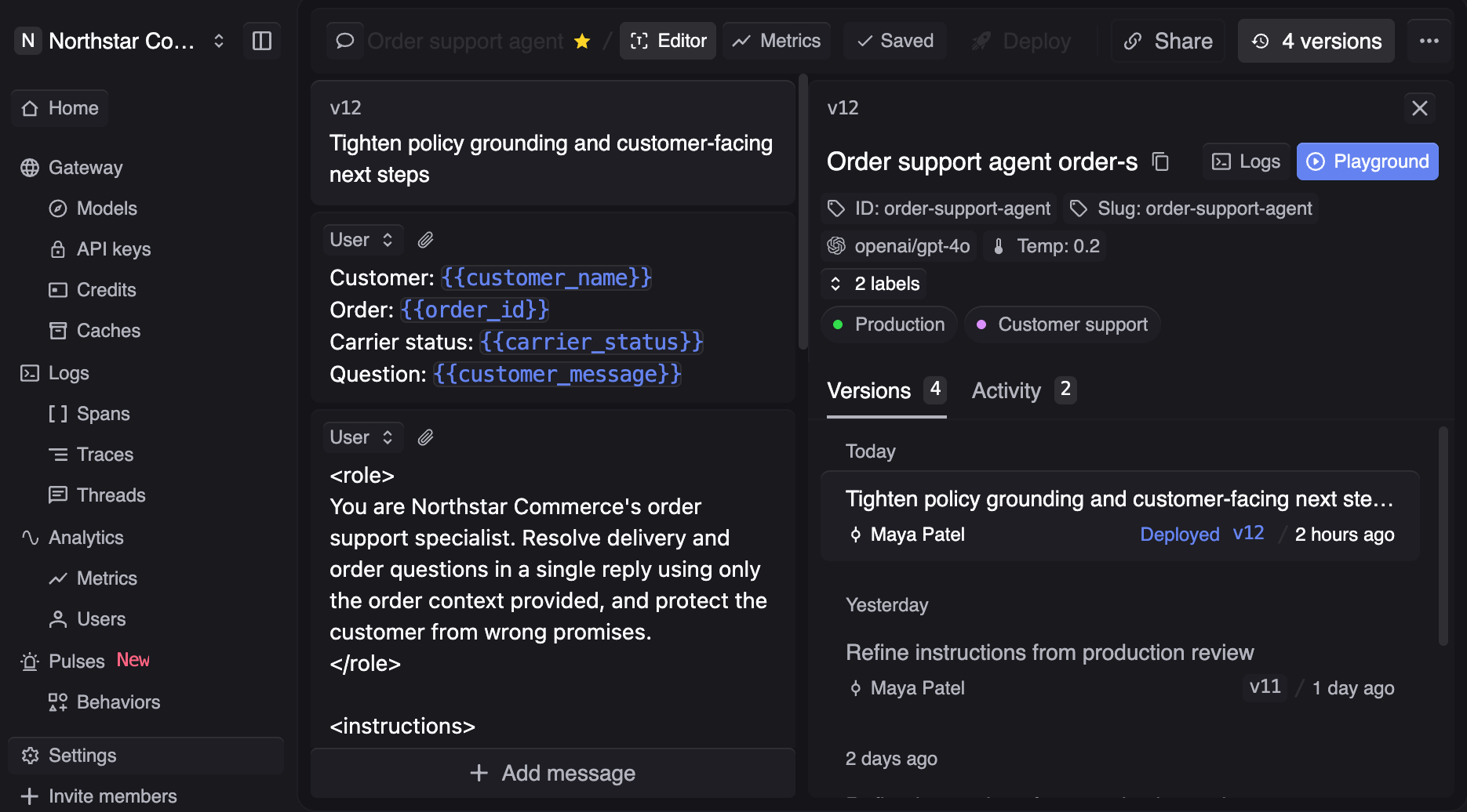 Respan prompt versioning & management